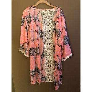 Pink lace kimono.
